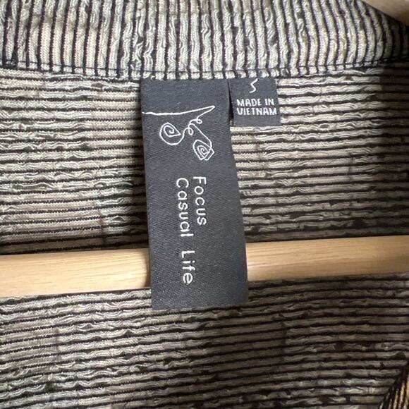 Focus Casual Life Small Cotton Sleeve Knit Cardigan Jacket Shacket Women's - Picture 3 of 7